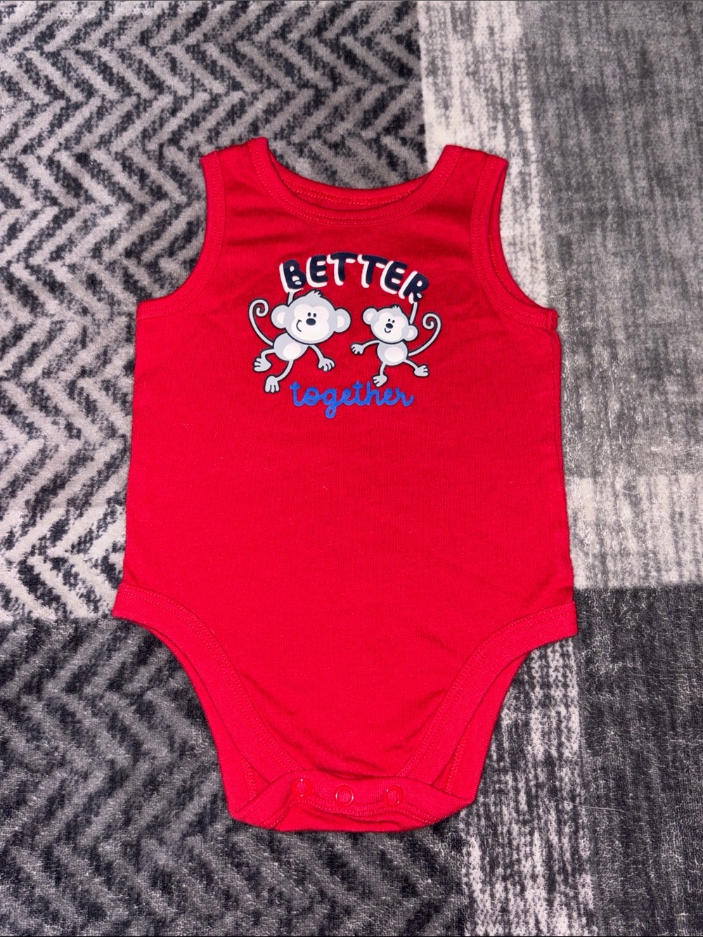 Garanimals Red Sleeveless 'Better Together' Monkey Bodysuit
